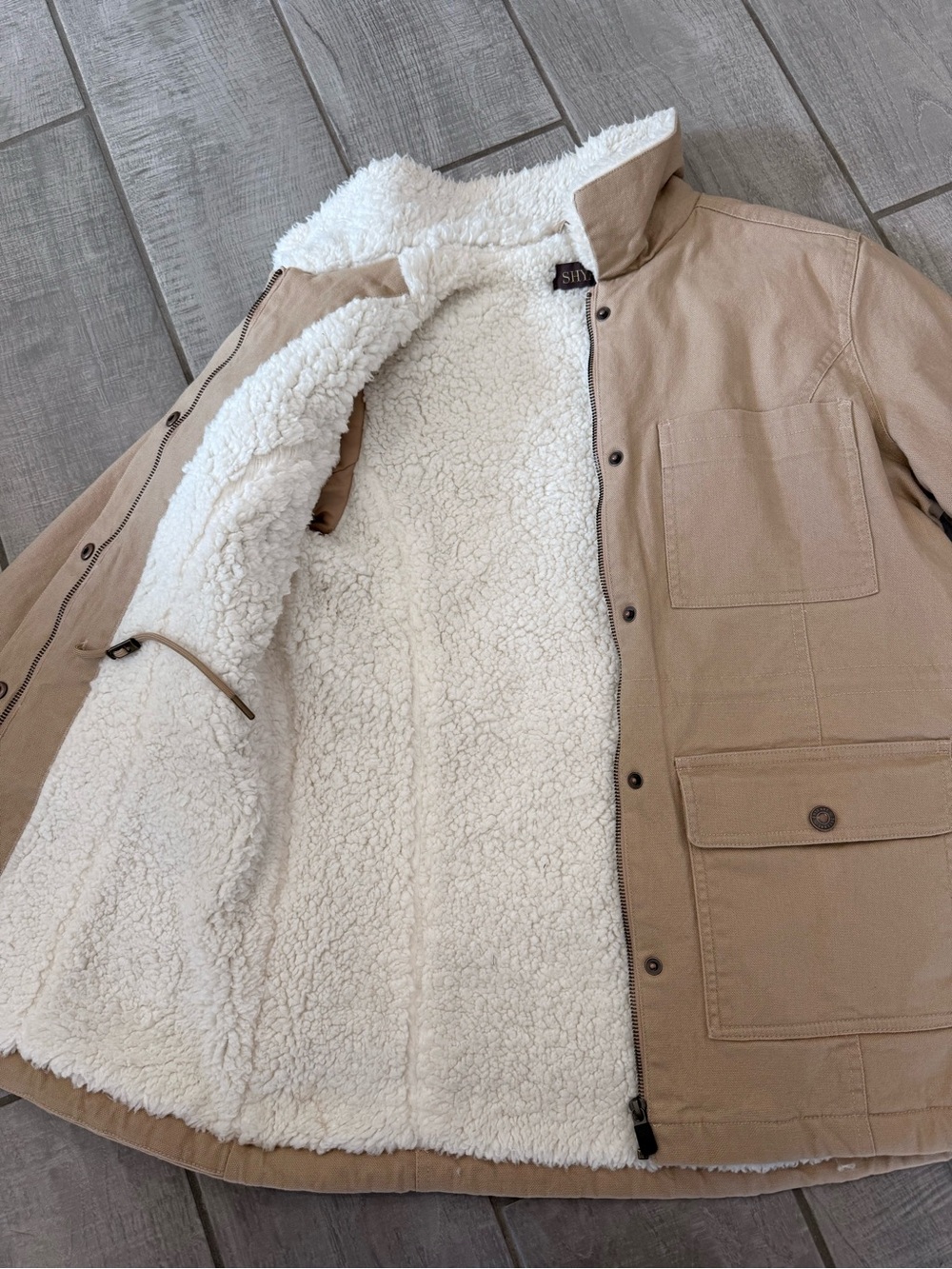 Men's Tan Sherpa-Lined Jacket